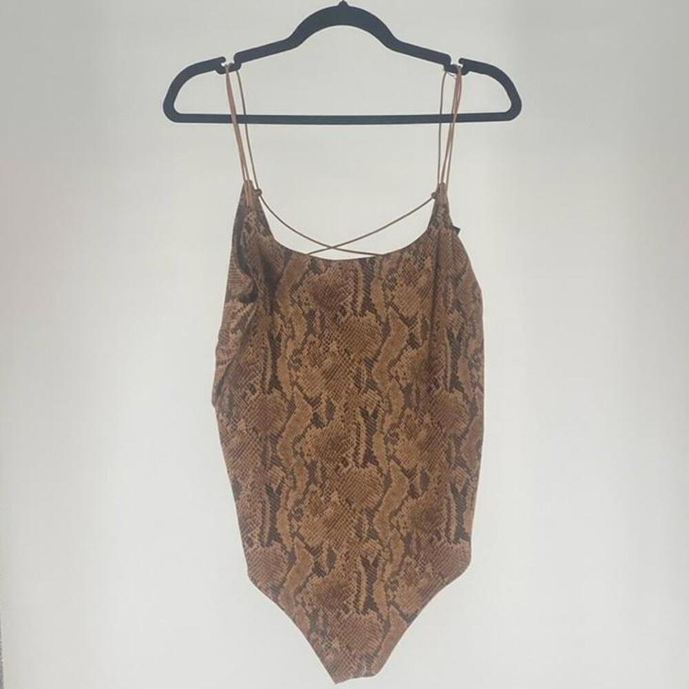 Stylish Snake Print One-Piece Bodysuit